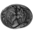 Wolves Antiqued Belt Buckle